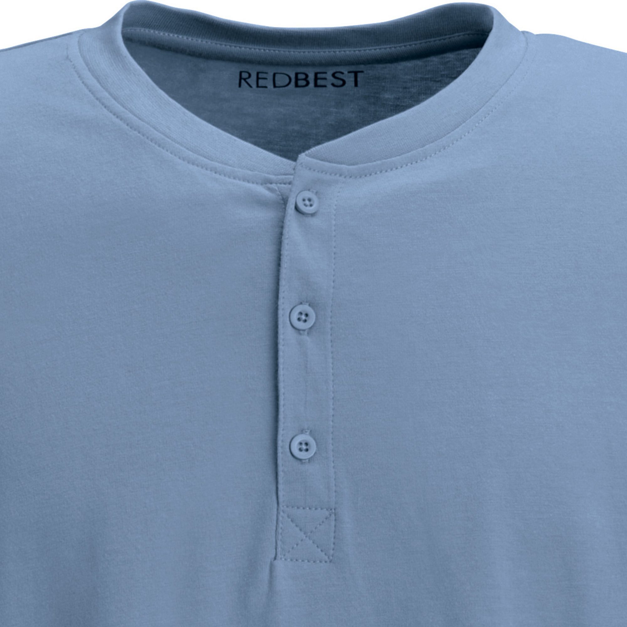 REDBEST Pyjamaoberteil Herren-Langarmshirt Single-Jersey Uni – Bild 4 von 4