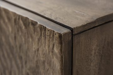 riess-ambiente Highboard SCORPION 120cm grau / schwarz, Massivholz · Metall · 3D Schnitzereien · Mangoholz · Wohnzimmer