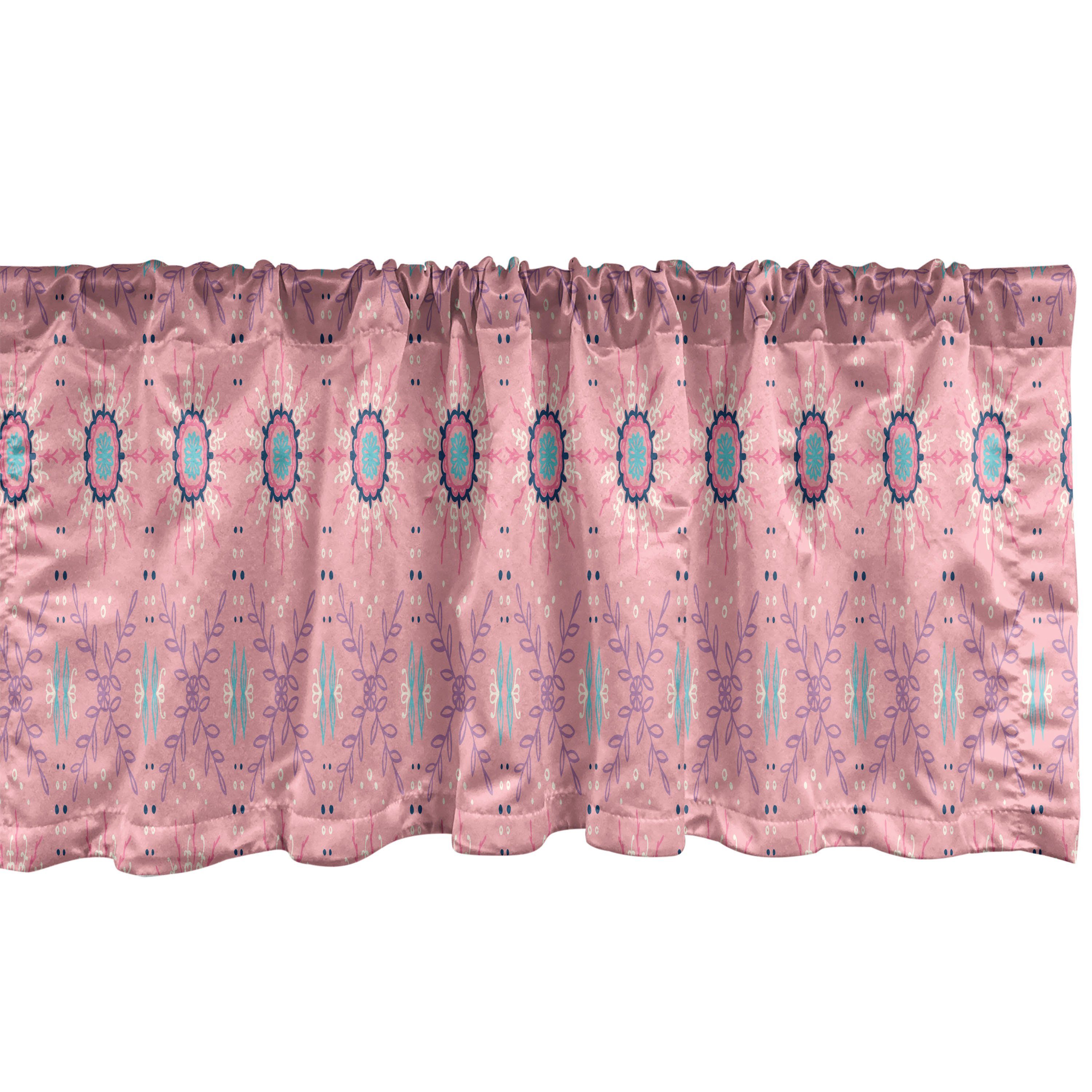 Blumen Abakuhaus, für mit Scheibengardine Küche Stangentasche, Microfaser, Schlafzimmer Dekor Frühlings-Zeit-Motive Volant Vorhang