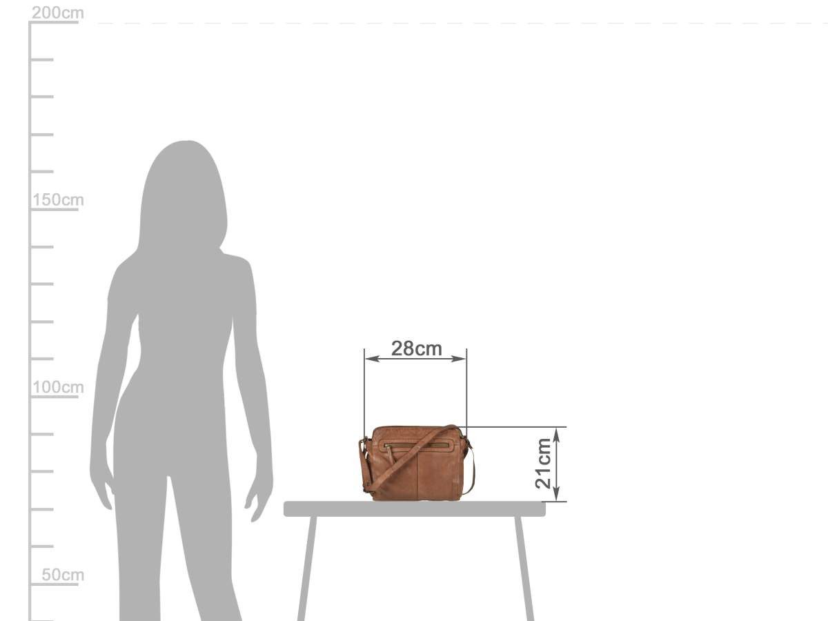 Bear Design Umhängetasche Olivia, Schultertasche, Handtasche, Damentasche, Leder in cognac braun