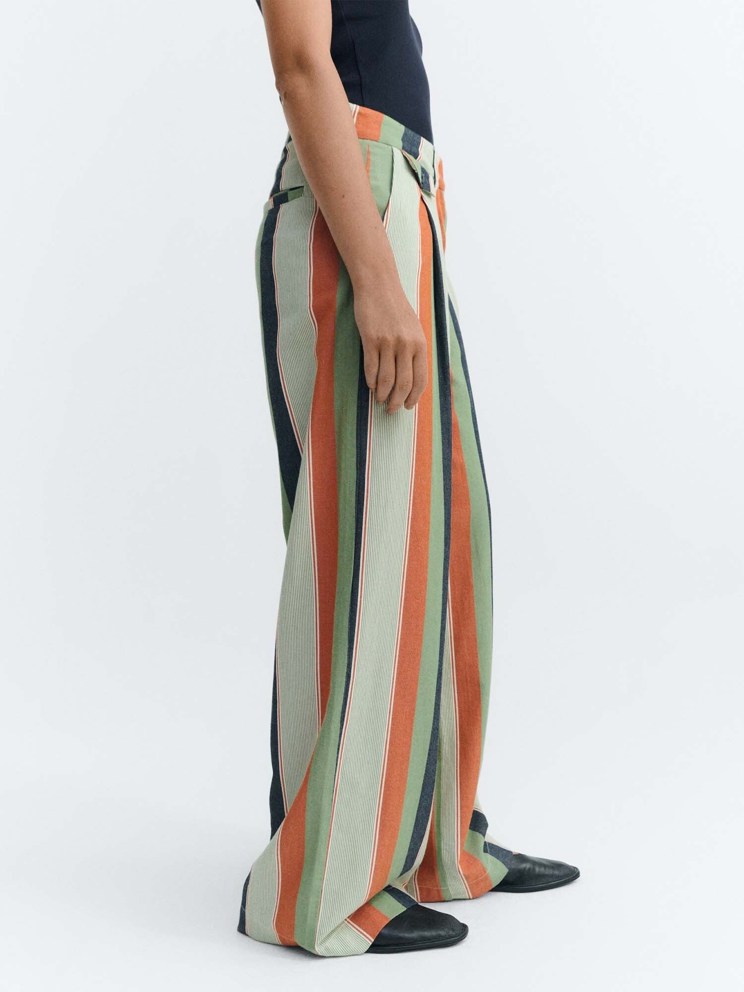 Thinking Mu Bundfaltenhose Striped Pat Pants