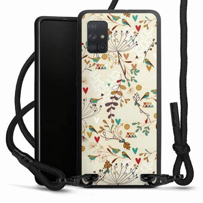 DeinDesign Handyhülle Retro Vogel Blumen Floral Wilderness Samsung Galaxy A71 Premium Handykette Hülle mit Band Case zum Umhängen