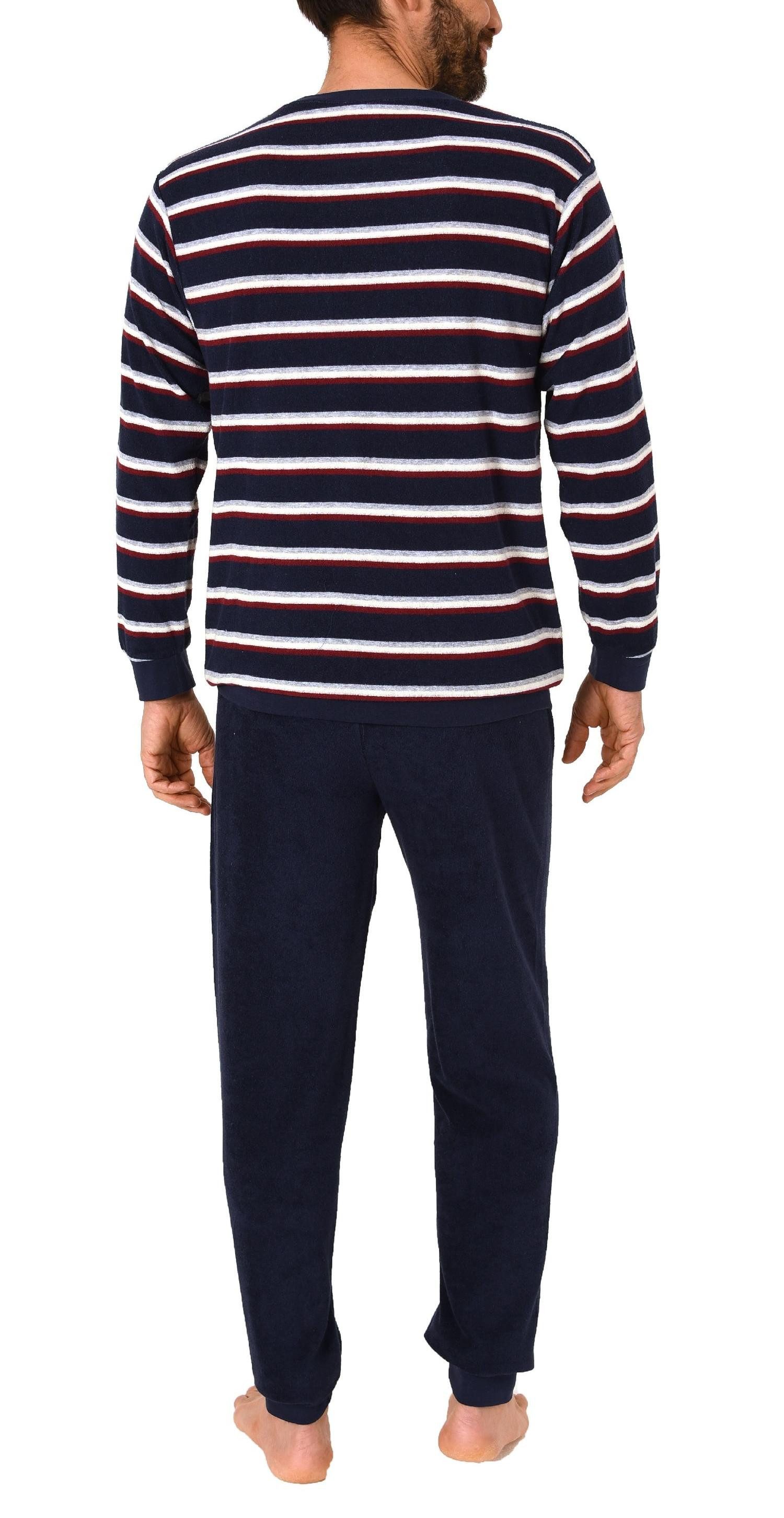 Normann Pyjama Herren Frottee Schlafanzug mit Bündchen - Streifenoptik - 291 13 787 – Bild 4 von 4
