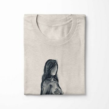 Sinus Art T-Shirt Herren Shirt 100% gekämmte Bio-Baumwolle T-Shirt Aquarell schwangere Frau Motiv Nachhaltig Ökomode (1-tlg)