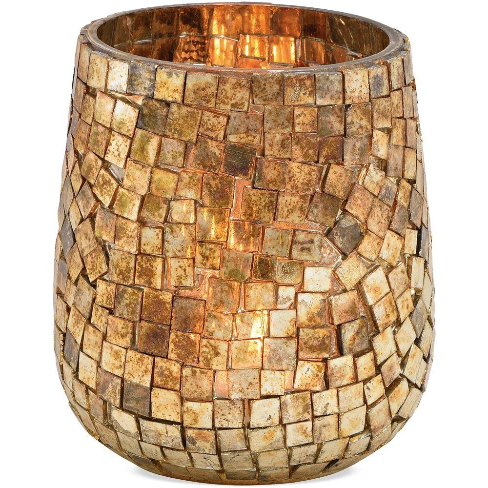 matches21 HOME & HOBBY Kerzenständer Dekoration 1 aus Glas Mosaik Stk Champagner Windlicht cm 10x11x10
