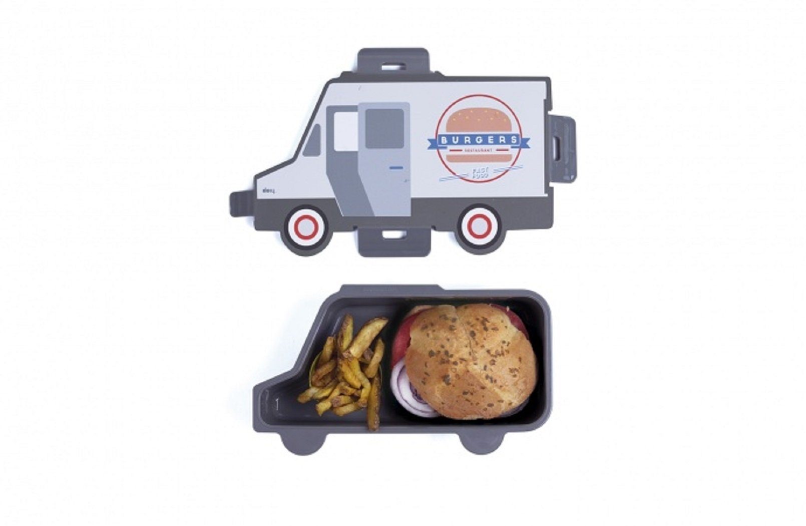 DOIY Kunststoff, BPA-freier (1-tlg) Lunchbox Grau Truck DYFOODTBU, Burger Lunchbox