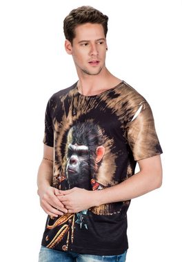 Cipo & Baxx T-Shirt mit extravagantem Affen-Print