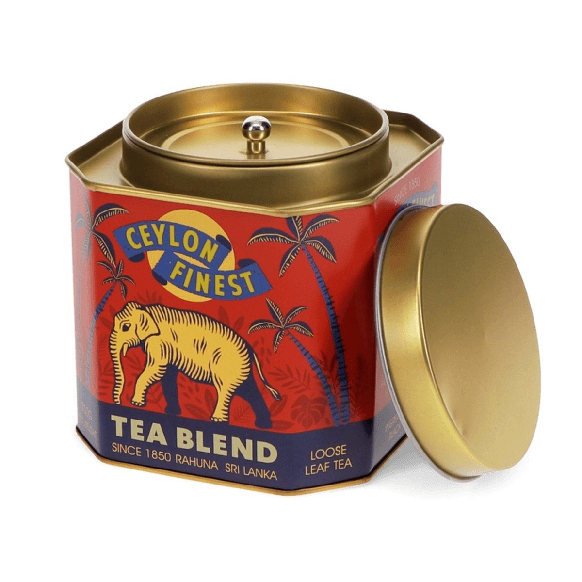 Rex London Teedose Achteckige Teedose aus Metall 10,4 cm aromadicht für losen Tee