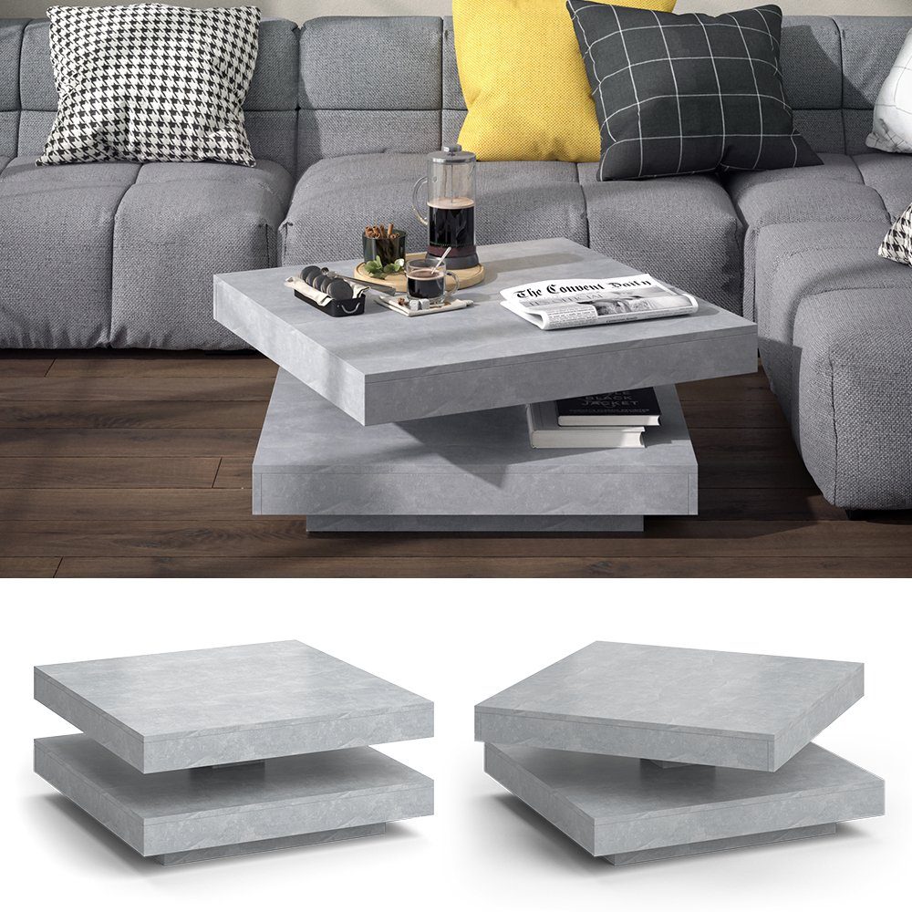 Vicco Couchtisch Elias, Beton, 70 x 70 cm, Kippbar günstig online kaufen
