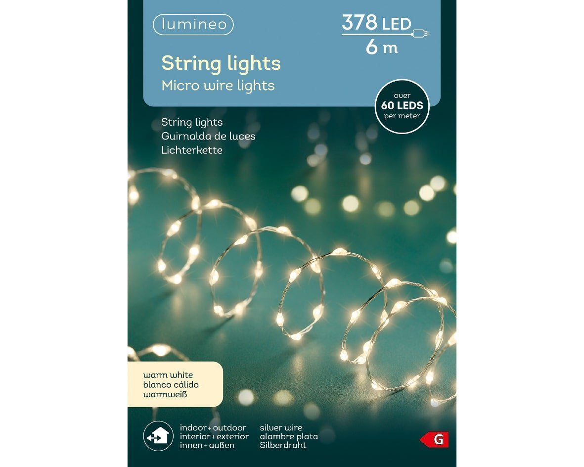 Lumineo LEDLichterkette »Lichterkette MicroLED 378 LED’s 6 m warm