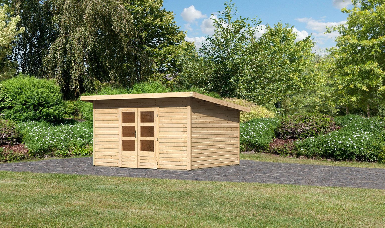 Karibu Gartenhaus Karibu Gartenhaus Northeim, 38 mm, 406 x 332 cm, Typ 4, natur, ohne Anbau