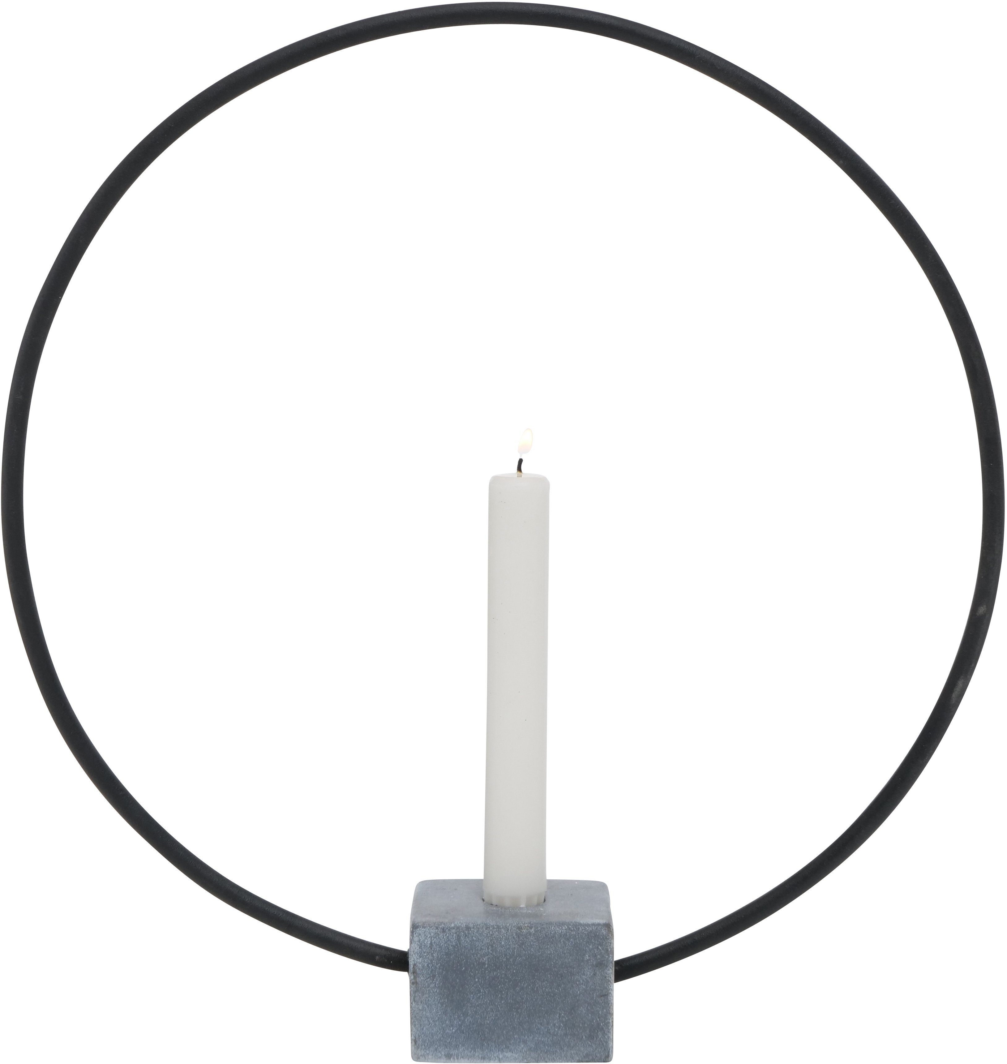 BOLTZE Kerzenhalter Congo, rund, mit Sockel in Beton-Optik | Kerzenständer