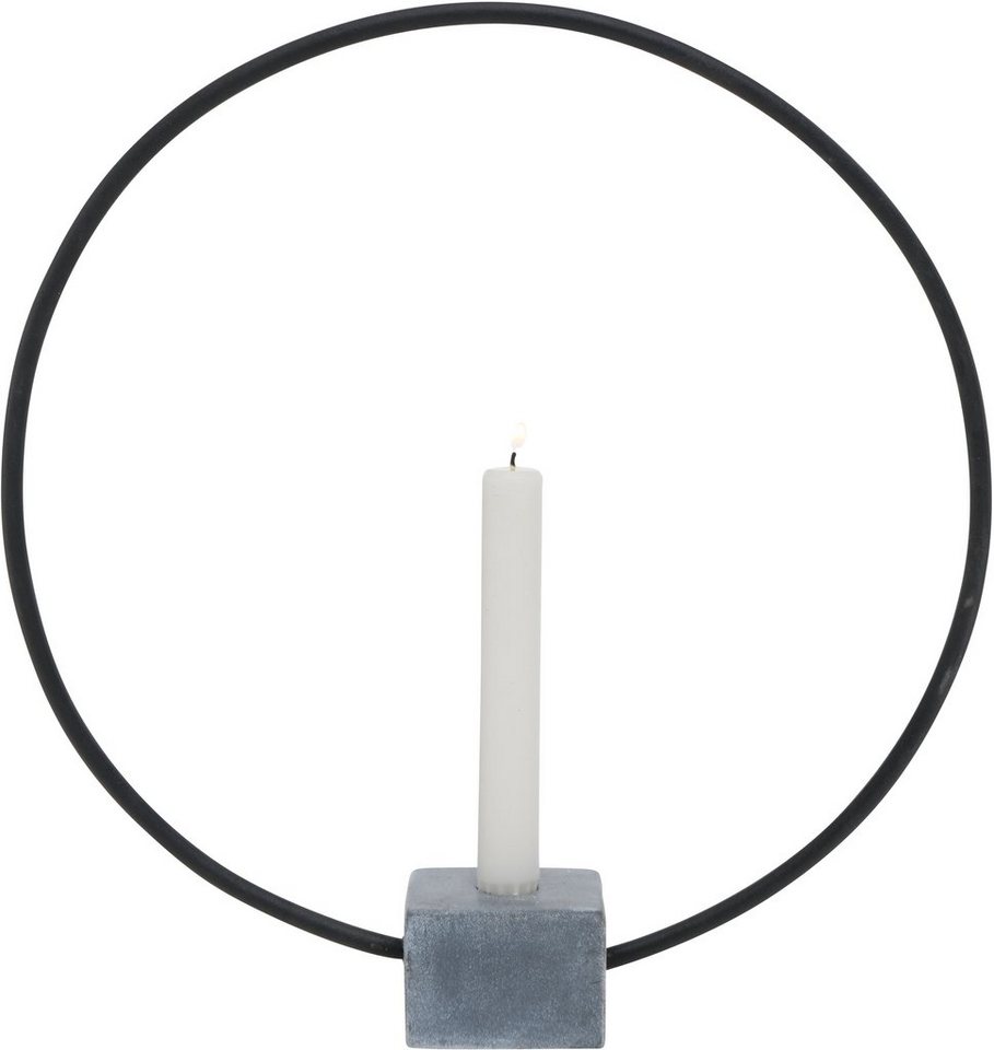 BOLTZE Kerzenhalter Congo, rund, mit Sockel in Beton-Optik