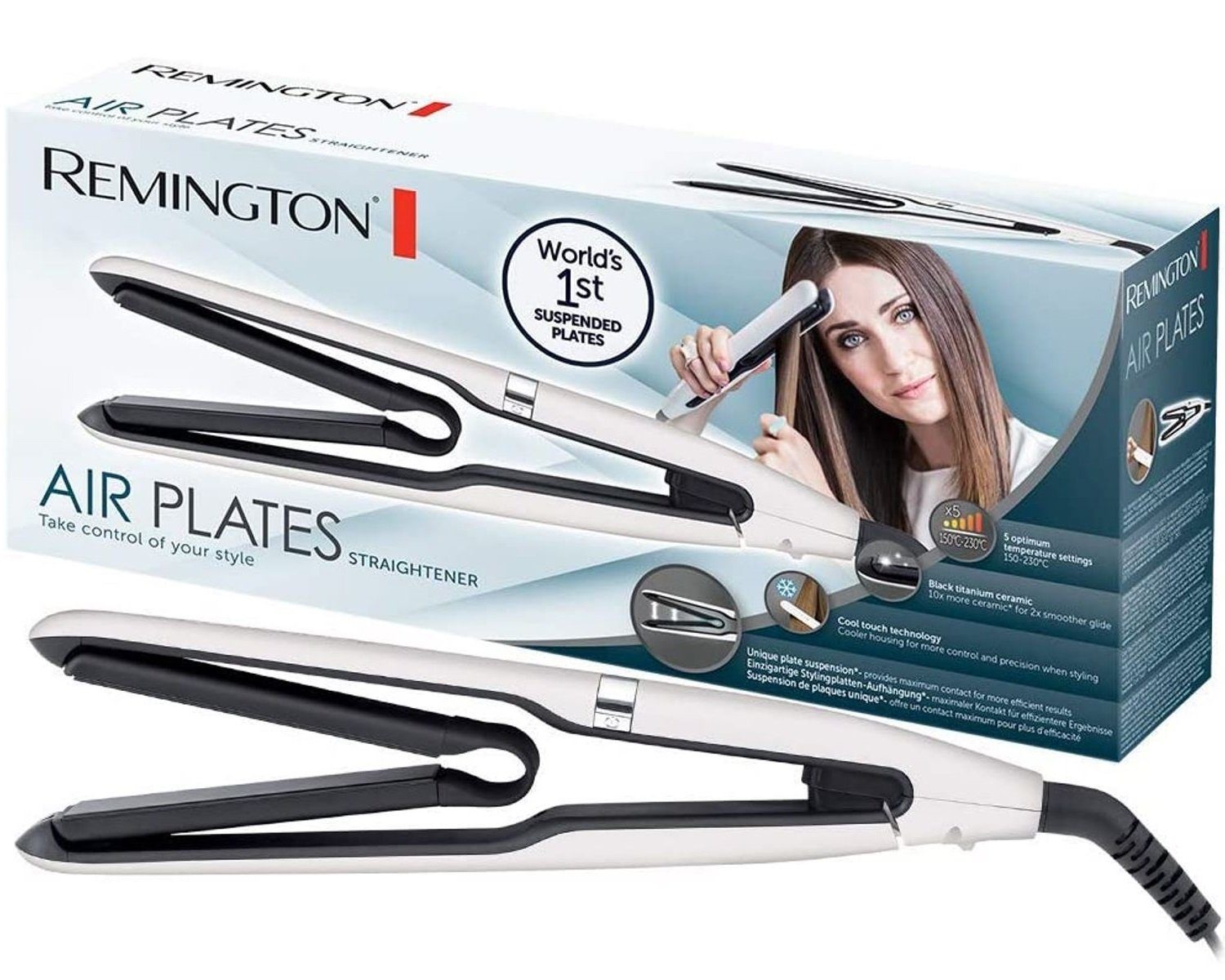 Remington Glätteisen Haarglätter Glätteisen S7412 Air Plates, Straightner, Titanium-Keramikbeschichtung, Digitales Display