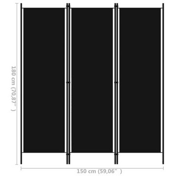 vidaXL Raumteiler Paravent Trennwand Spanische Wand 3-tlg Raumteiler Schwarz 150x180 cm