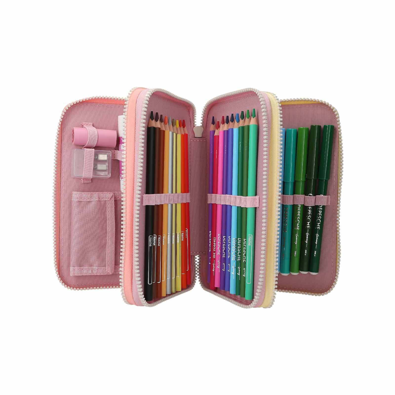 Depesche Federmäppchen Ylvi 3-Fach Federtasche Farbwolke inkl. Stifte, (1-tlg)