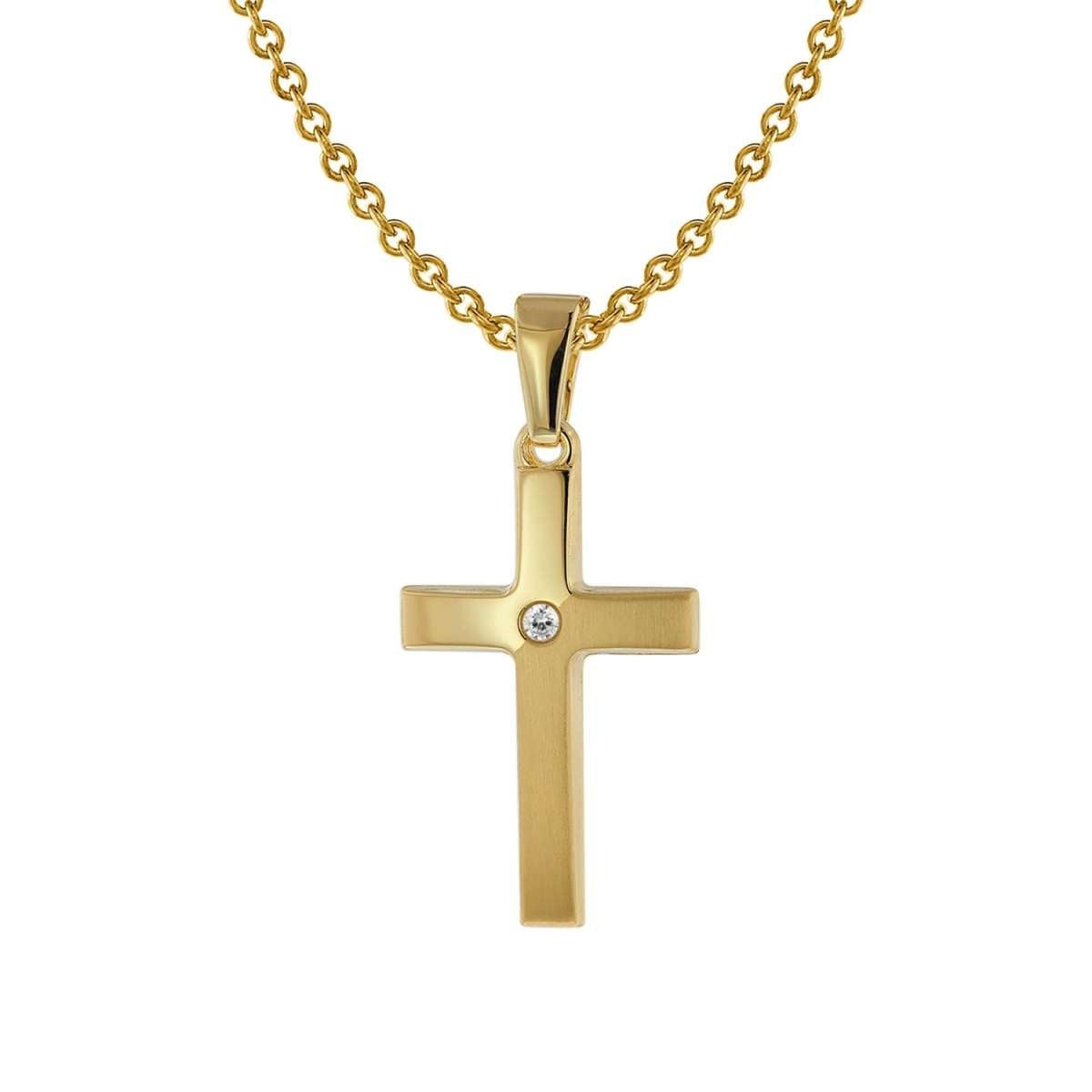 trendor Kreuzkette 75426, Kreuz-Anhänger Gold 333 / 8 Karat mit vergoldeter