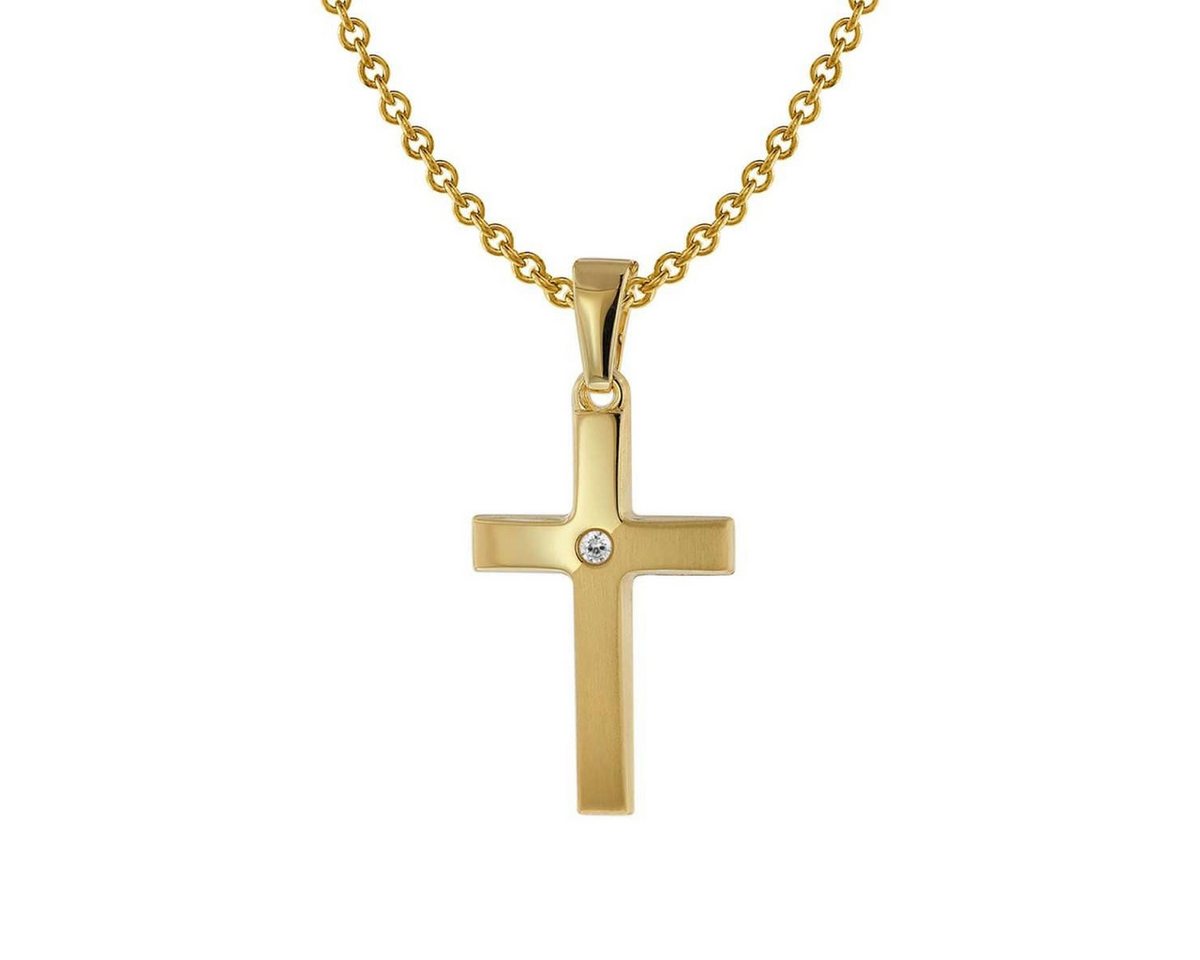 trendor Kreuzkette 75426, Kreuz-Anhänger Gold 333 / 8 Karat mit vergoldeter