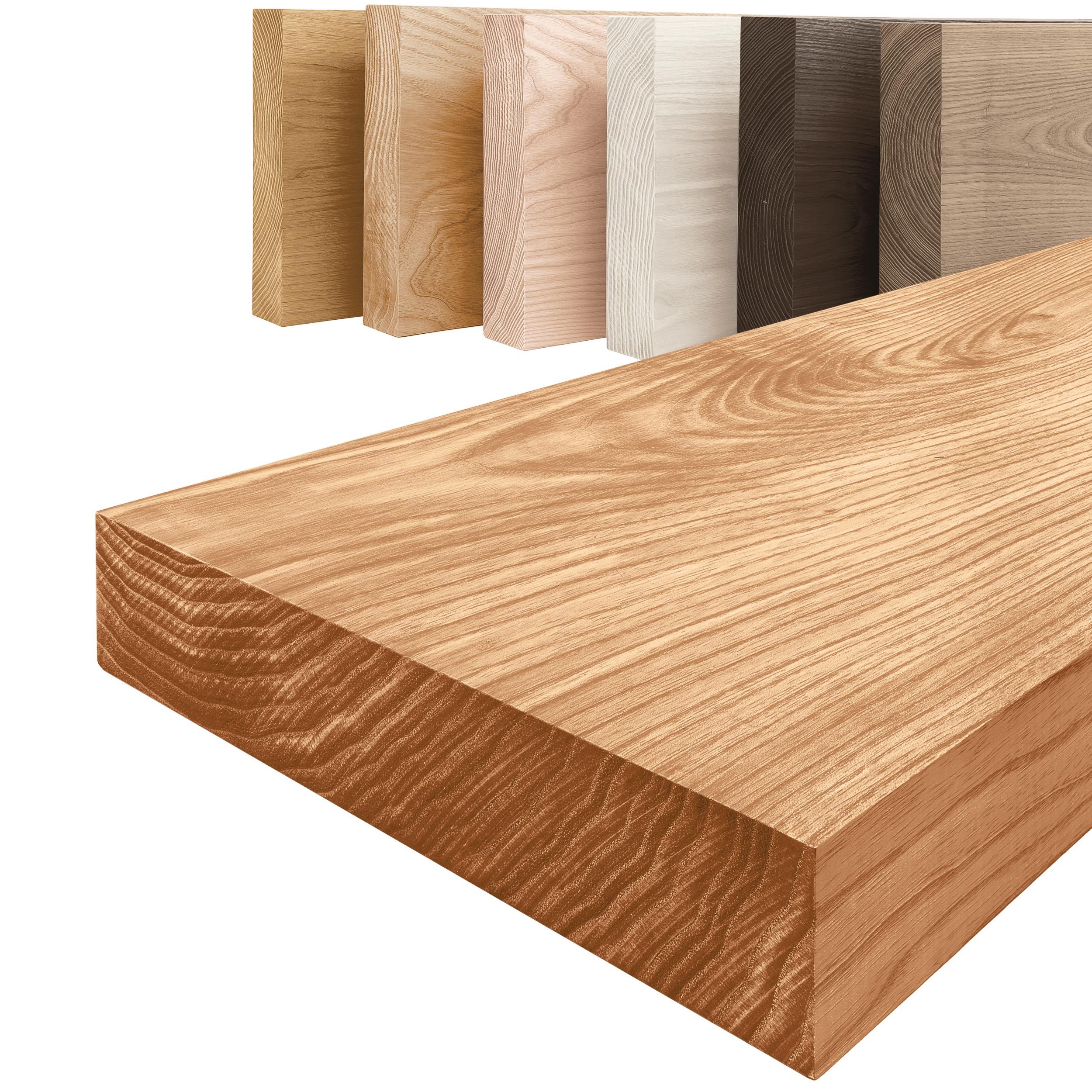 LAMO Manufaktur Wandregal Pure: ohne Montage Set 40 cm, Komplett-Set, 40mm stake Massivholzplatte