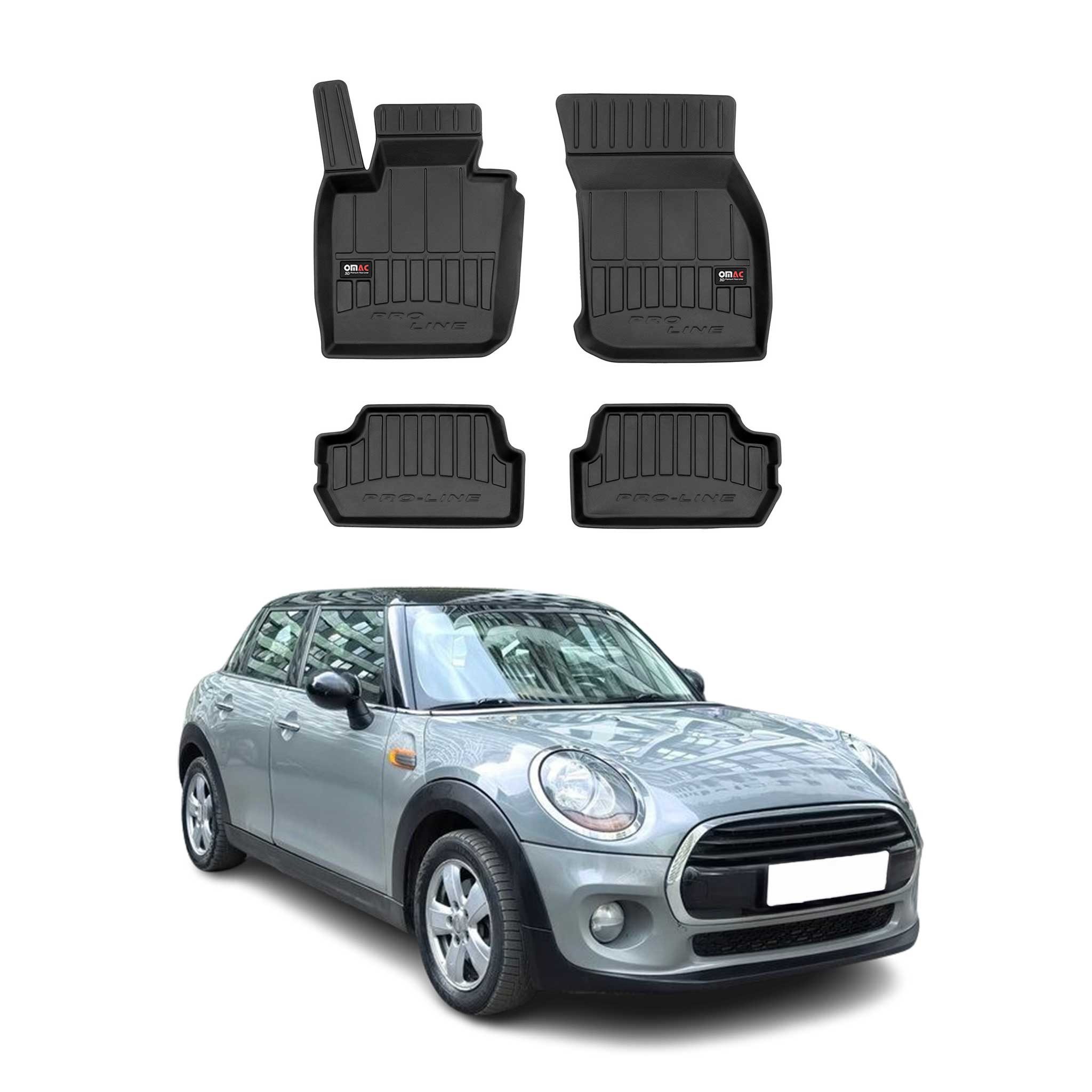 OMAC Auto-Fußmatten für Mini Cooper F55 F56 F57 2014-24 Schwarz 4 tlg TPE (4 St), für Mini Cooper F55 F56 F57 2014-24 Mini Cooper F55 F56 F57 2014-24, Antirutsch,Wasserfest,Einfache Installation