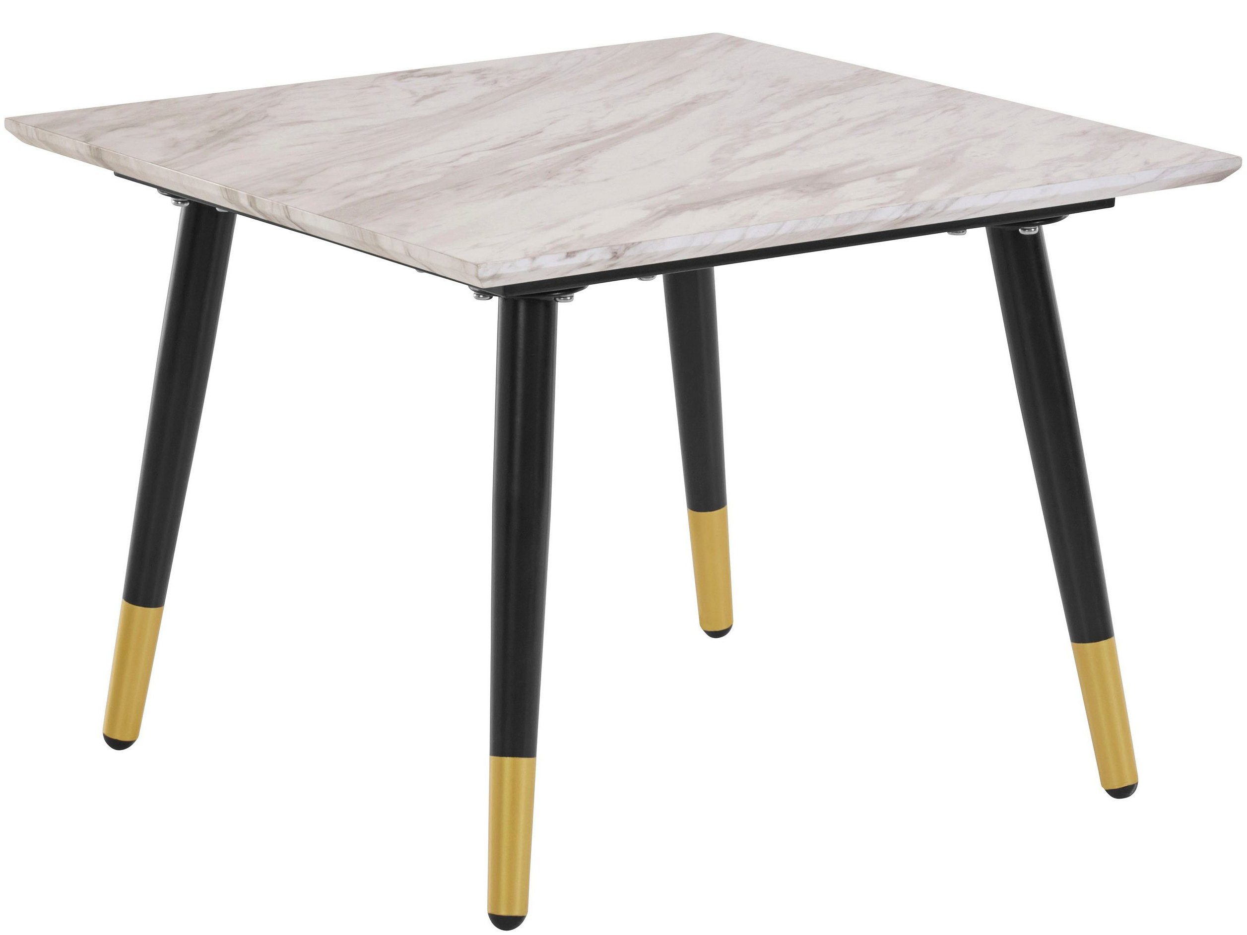 loft24 Beistelltisch Matcha, Tischplatte aus FSC®-zertifizierter MDF, Metallbeine, Breite 60 cm schwarz/gold | Marmor