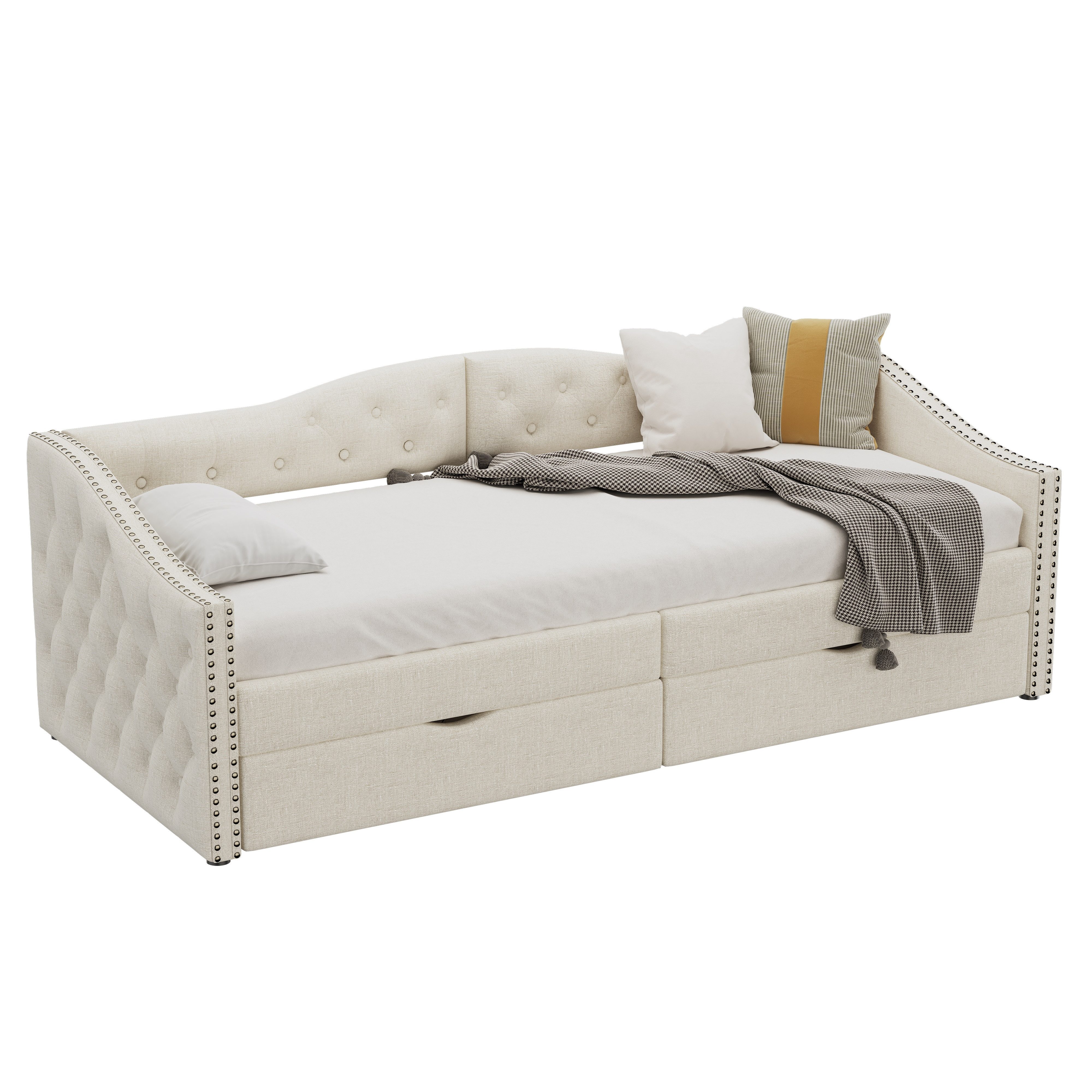 Flieks Daybett, Leinen Schlafsofa Tagesbett 90x200cm günstig online kaufen