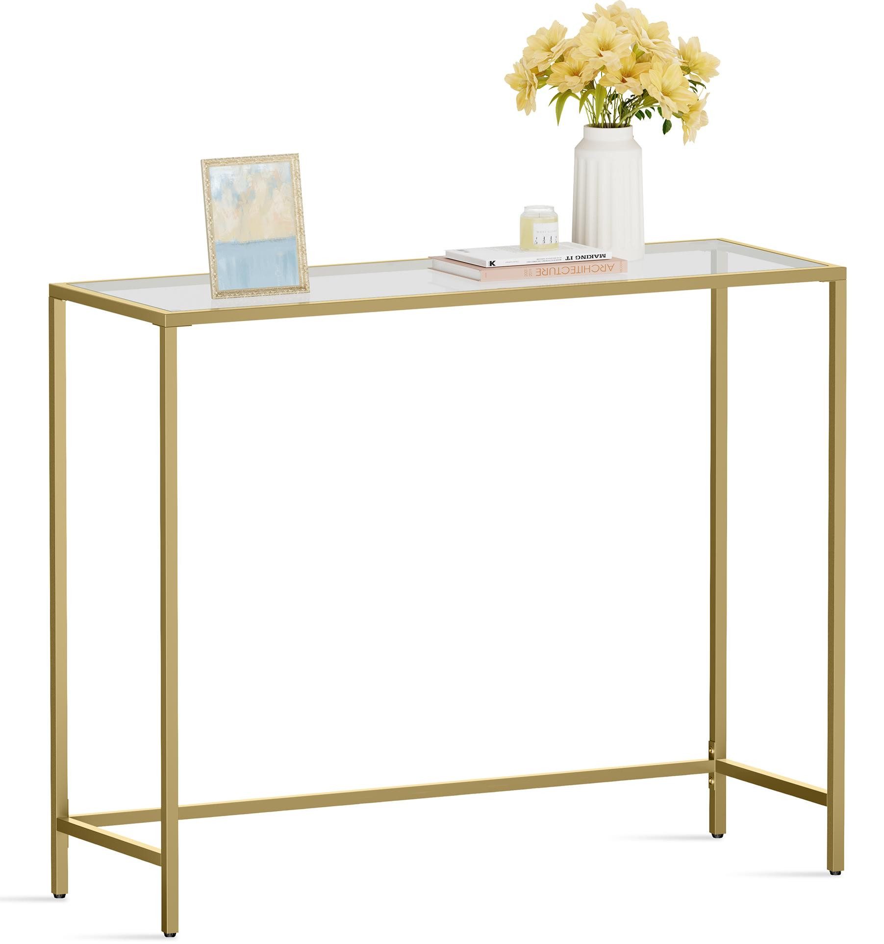VASAGLE Konsolentisch, Beistelltisch, Oberfläche aus Hartglas, moderner Sof günstig online kaufen