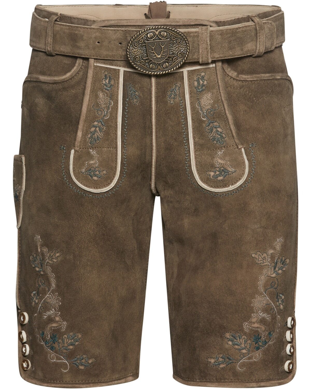 KRÜGER BUAM Trachtenlederhose Kurze Lederhose mit Gürtel