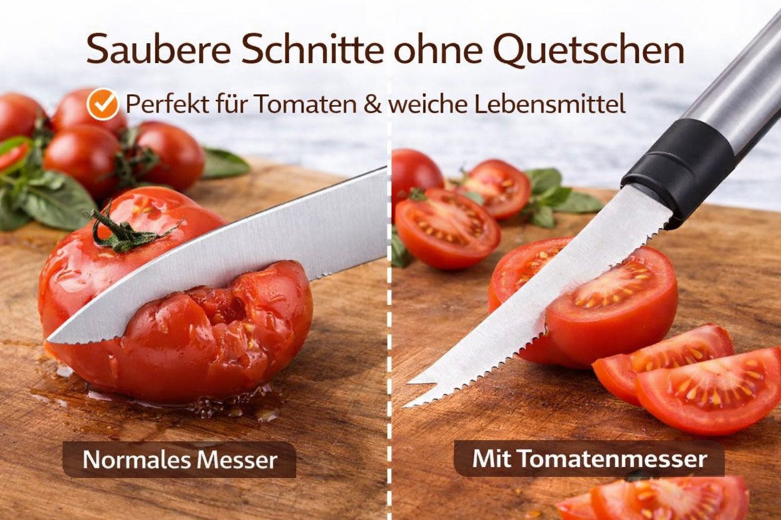 Leifheit Schälmesser 6 x Leifheit Tomatenmesser Messer mit gezahnter Klinge Proline 24cm