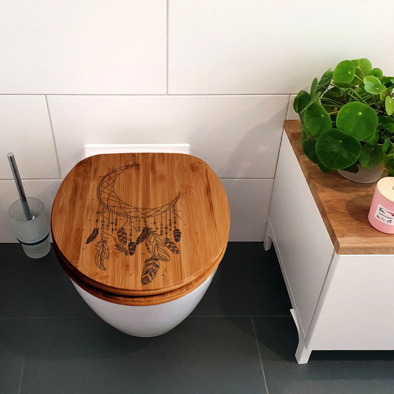 banjado WC-Sitz Bambus mit Gravur Traumfänger günstig online kaufen