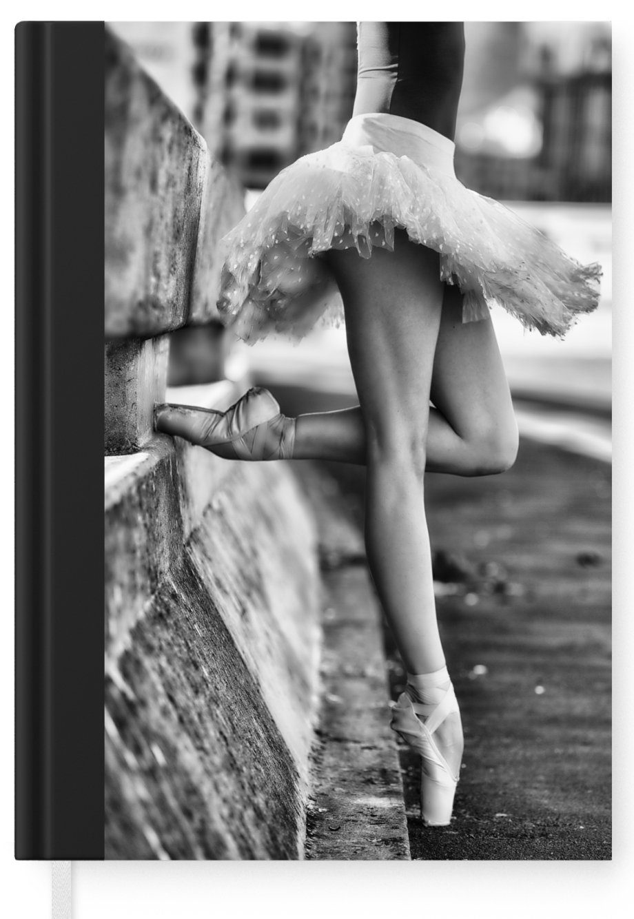 MuchoWow Notizbuch Ballett - Haushaltsbuch Ballerina Notizheft, - - weiß, Journal, und 98 Tagebuch, Merkzettel, A5, Schwarz Seiten, Tanz