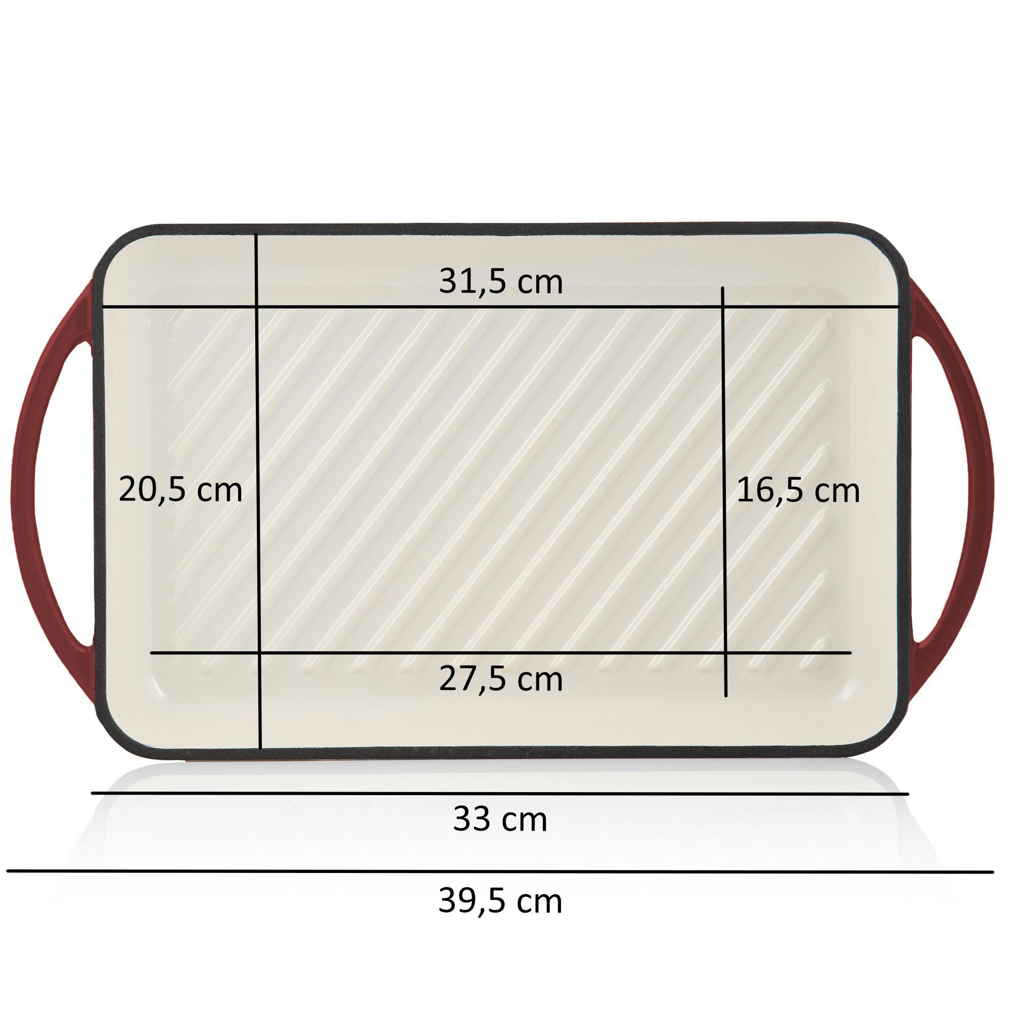 Mahlzeit Grillrost Gusseisen, 39,5 x 22 x 3,5 cm, Dark Cherry, Emailliert, gerippt