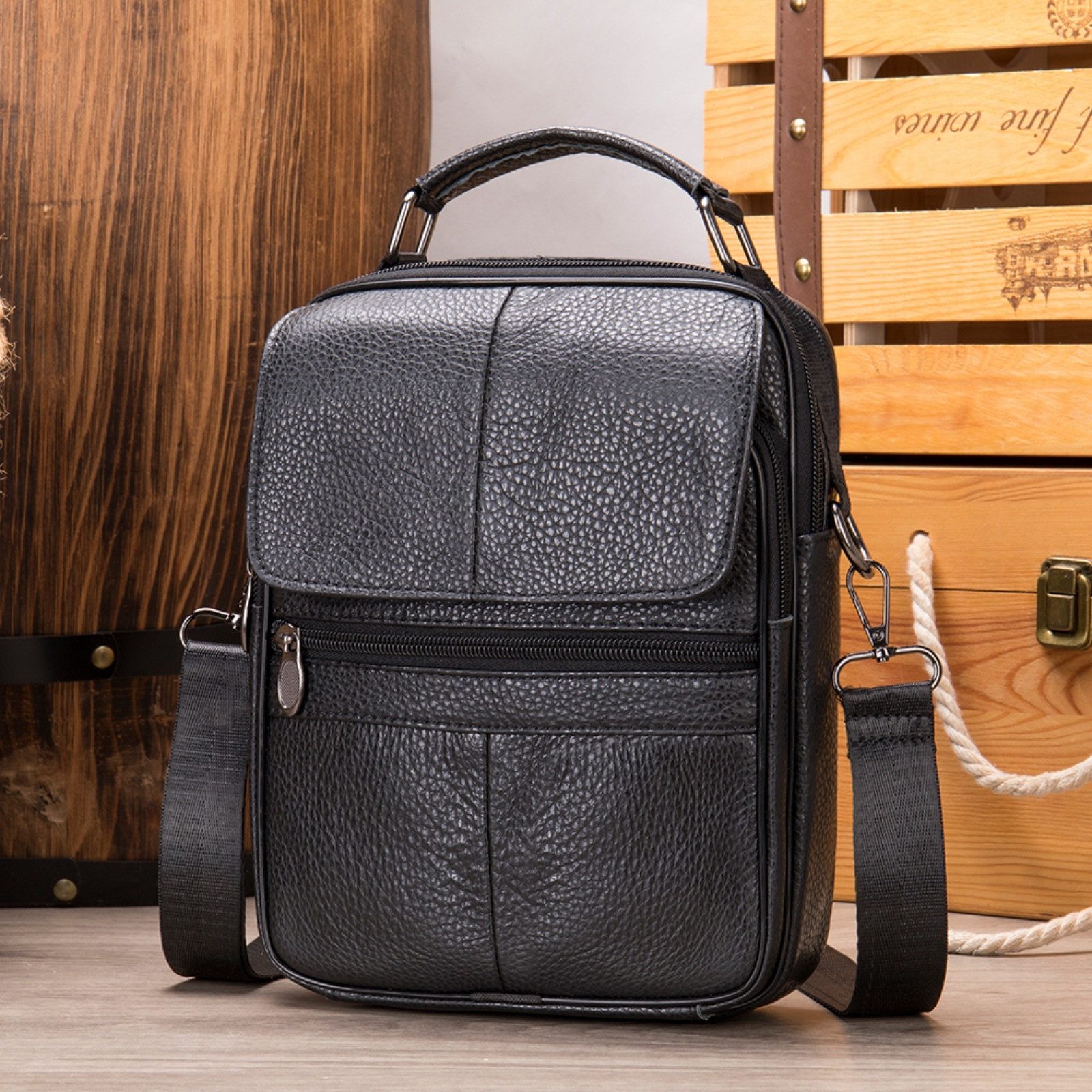 YUBRO-STUDIO Umhängetasche Herren Leder Retro Casual günstig online kaufen
