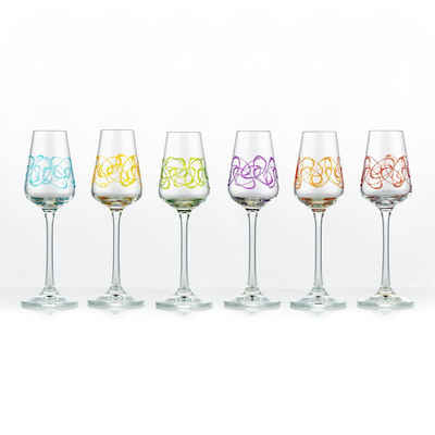Crystalex Likörglas »Sandra (bunte Gravur) 65 ml 6 er Set«, Kristallglas, mehrfarbige Gravur
