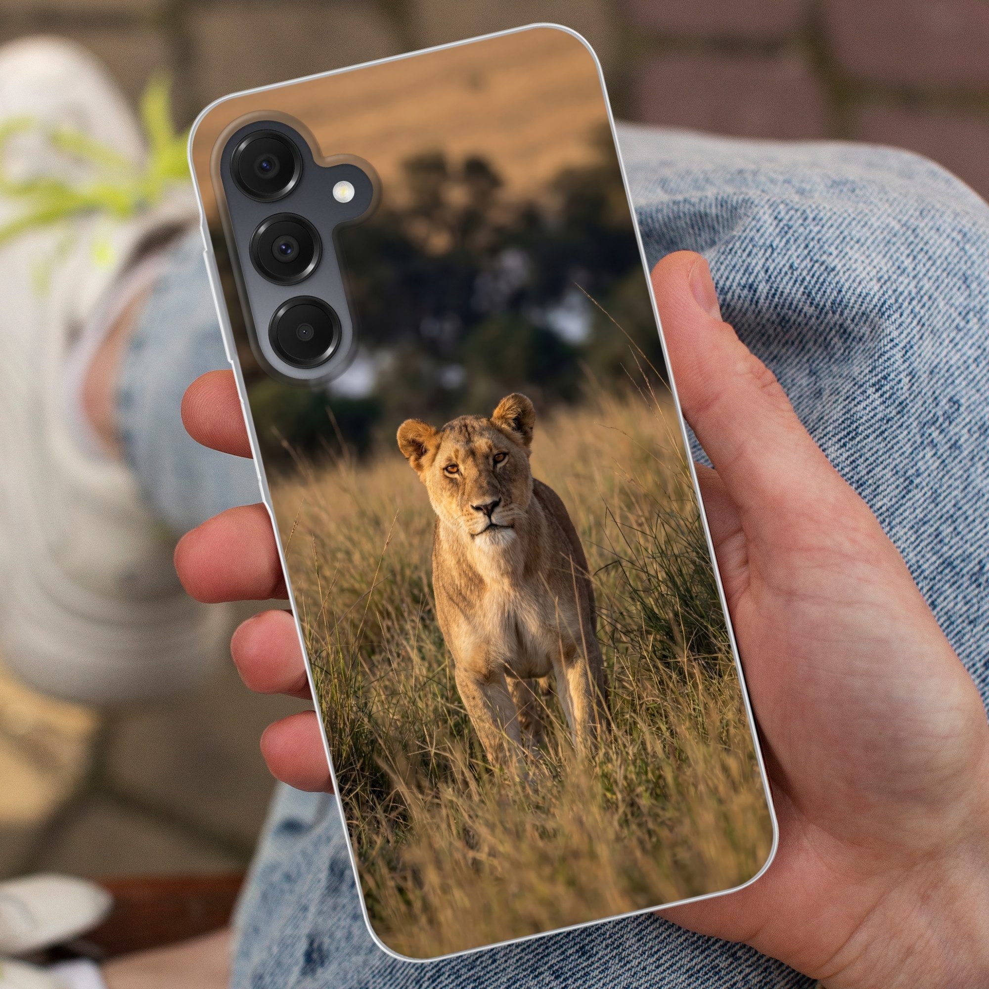 MuchoWow Handyhülle für Samsung Galaxy A16 5G Löwin - Gras - Gelb, Phone Case, Silikon, Schutzhülle Dünn