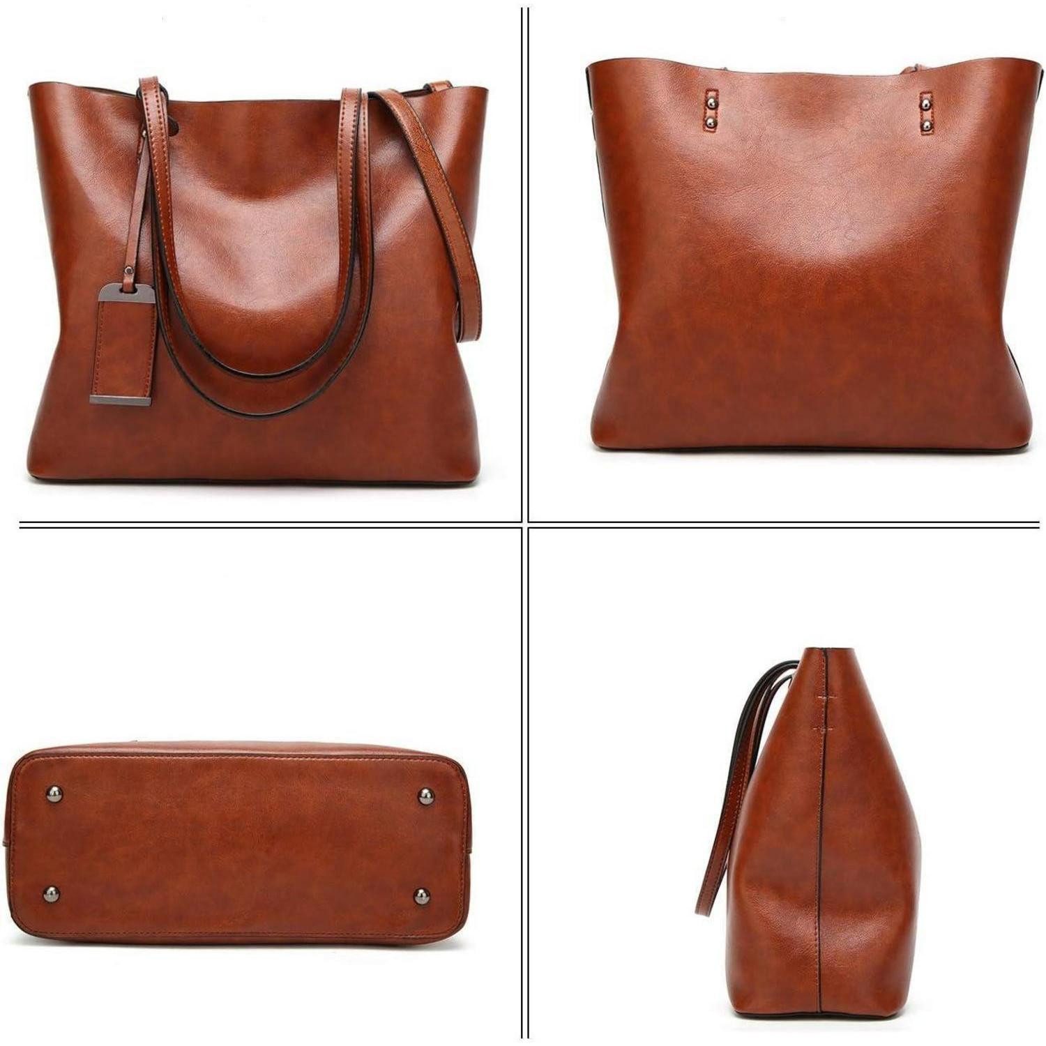 LuxusKollektion Shopper Damen Shopper PU-Leder Schultertasche Umhängetasche Dunkelblau