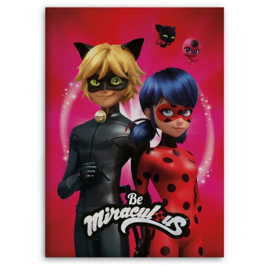 Miraculous Kuscheldecke Noir leichte Kinder 100x140 Cat Kinderdecke Ladybug, Ladybug Fleecedecke, Miraculous cm -