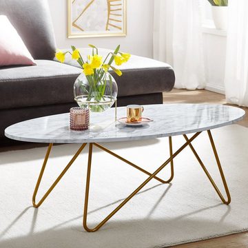 KADIMA DESIGN Couchtisch Stylischer Marmor Kaffeetisch, Modern & elegant, goldenes Gestell