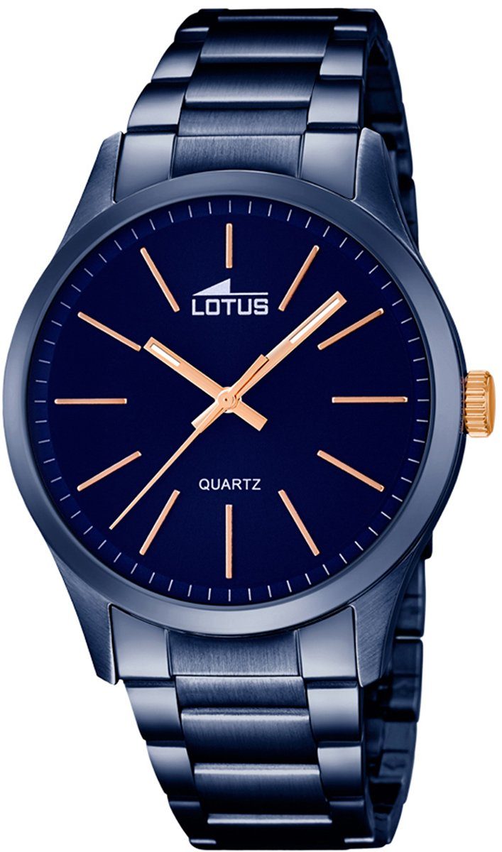 Lotus Quarzuhr Lotus Herren Uhr Elegant L18163/2, Herren Armbanduhr rund, Edelstahlarmband blau | Quarzuhren
