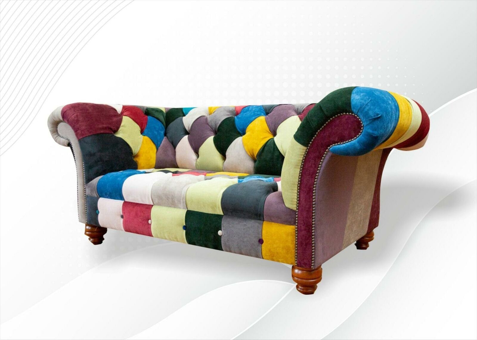 Design Modern Chesterfield Sofas Textil Sofa Couchen Couch 2 Wohnzimmer Sitzer Chesterfield-Sofa, JVmoebel