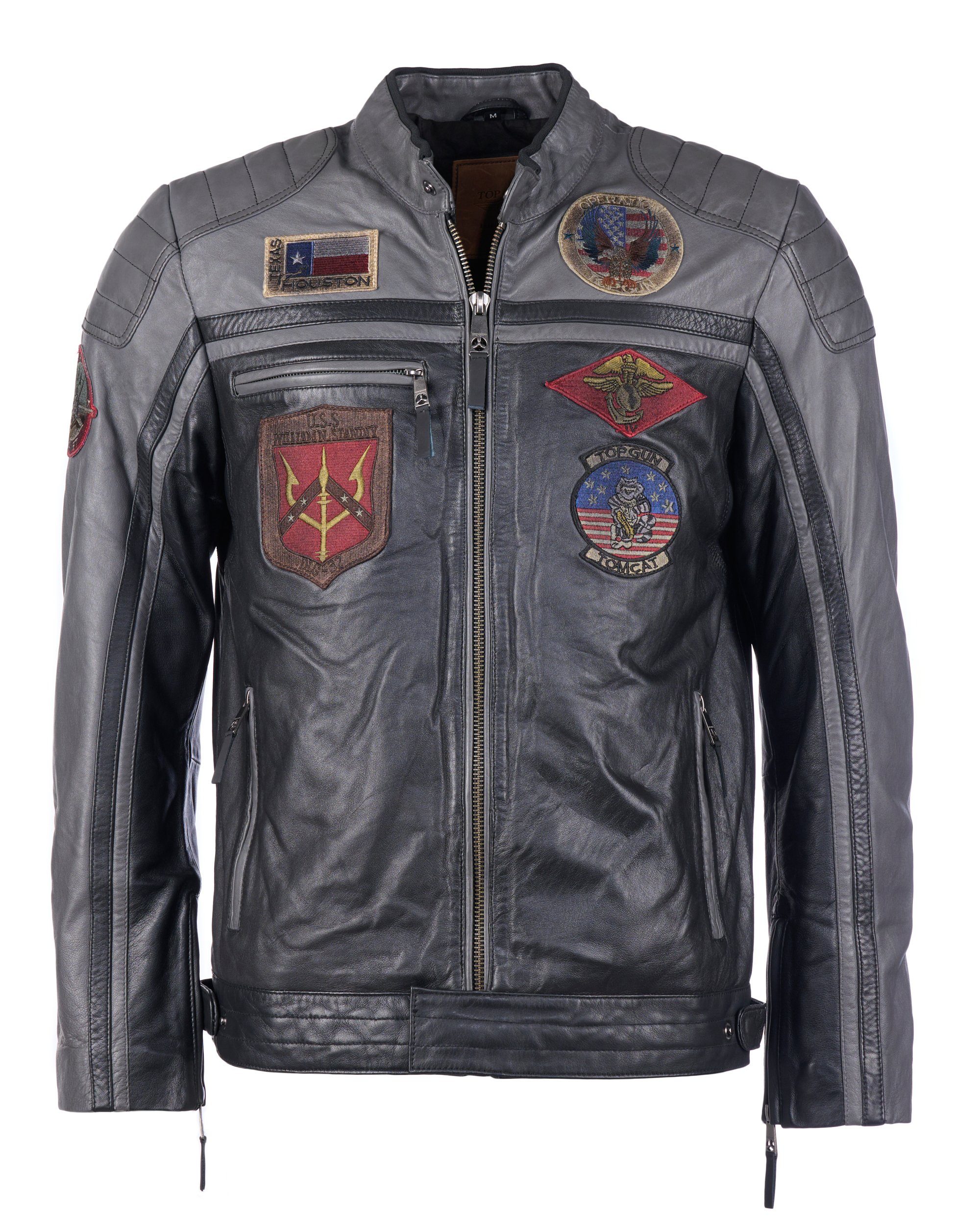 TOP GUN Lederjacke TGJ1005 black/anthra