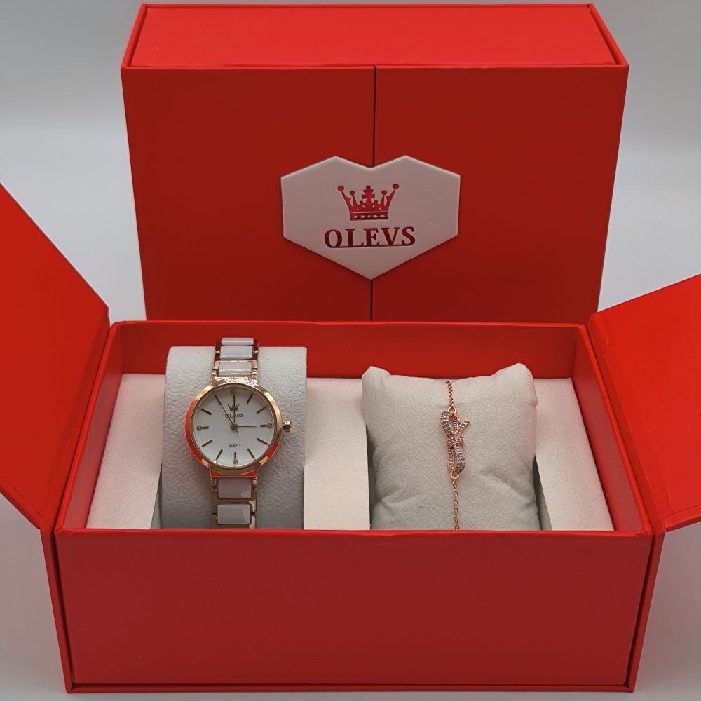 Quarzuhr Valentinstag Muttertag Olevs Geschenkset Armband, elegante Damenuhr