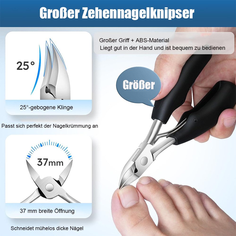 TUWENA Nagelknipser Profi Nagelknipser Fußnägel, Heavy Duty Ingrown Toenail Clippers, 6-tlg., 6-in-1 Nail Clippers for Seniors, für Dicke Nägel mit Breiter Öffn – Bild 4 von 5