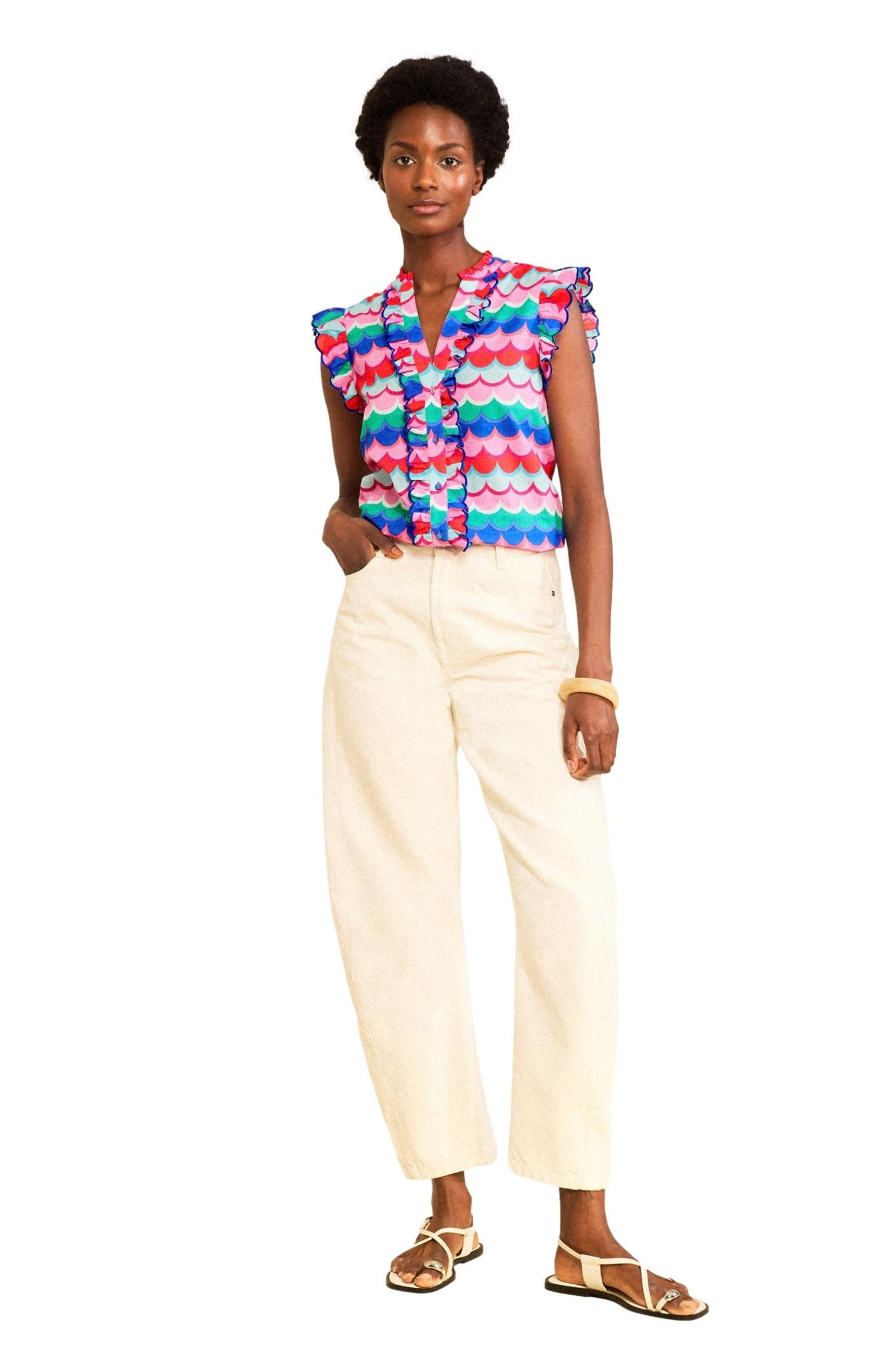 Love & Roses Blusentop Love & Roses Bluse mit Stickerei und Flatterärmel (1-tlg)