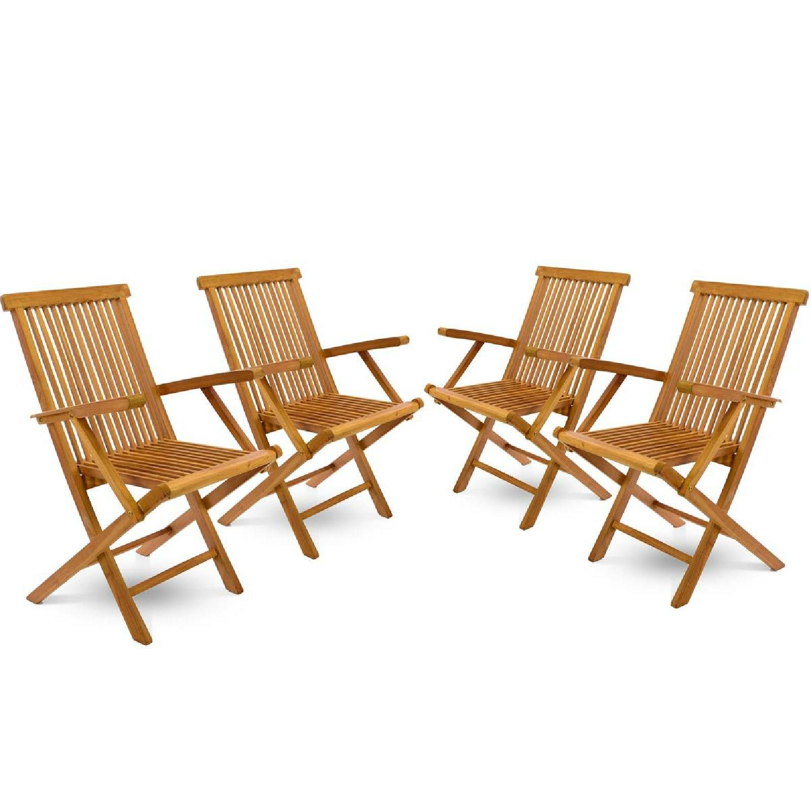 VCM Gartenstuhl 4er Gartenstuhl Hochlehner Klappstuhl Holz Teak (4 St)