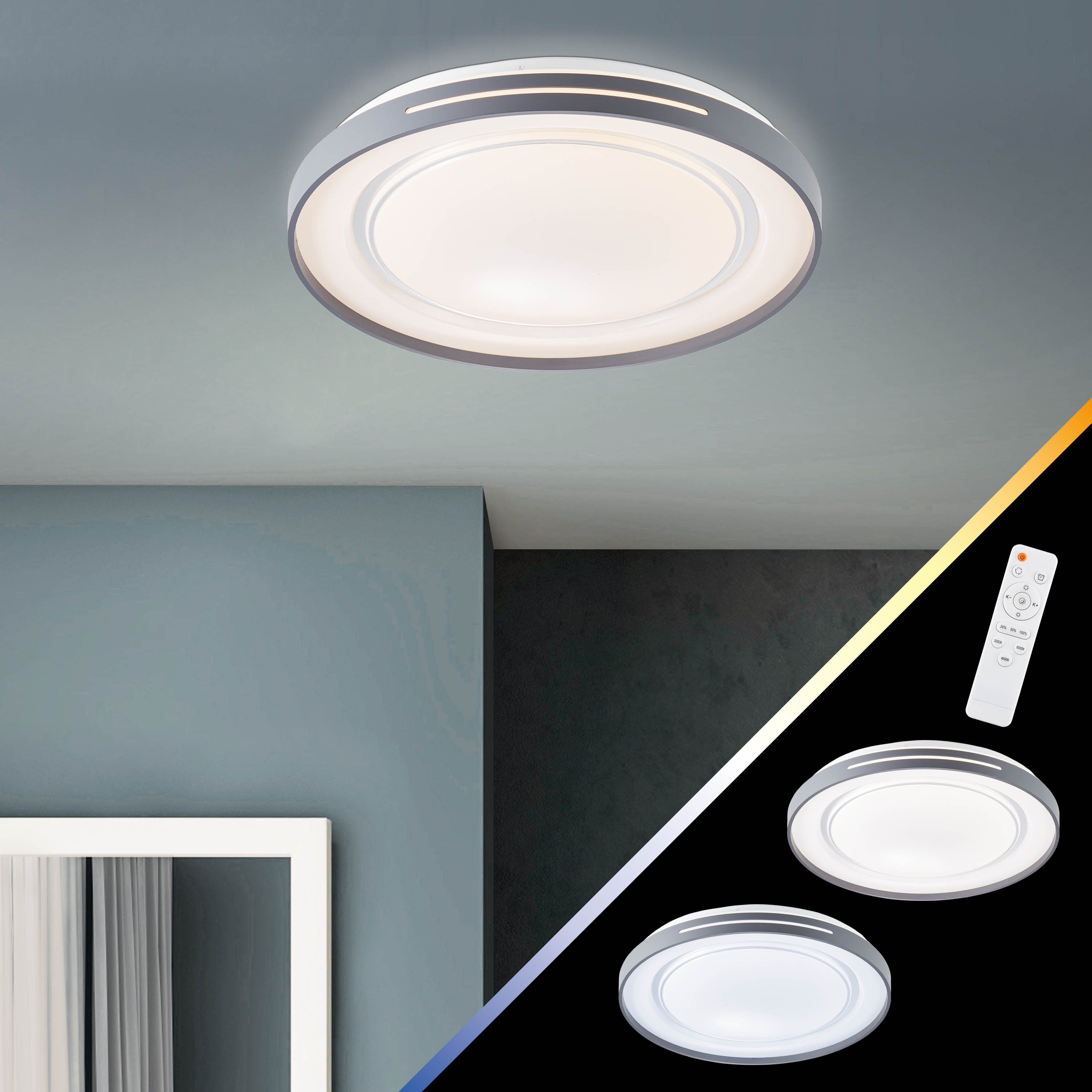 Lightbox LED Deckenleuchte, CCT - über Fernbedienung, LED fest integriert,  warmweiß - kaltweiß, LED Wand- & Deckenlampe, 30 W, 2900 lm, 3000-6500 K,  CCT & Nachtlicht
