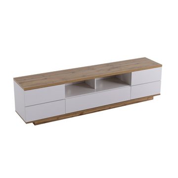 OKWISH TV-Schrank Fernsehschrank TV-Lowboard Sideboard Hochglanz-Oberfläche TV-Schrank mit Holzmaserung 180cm