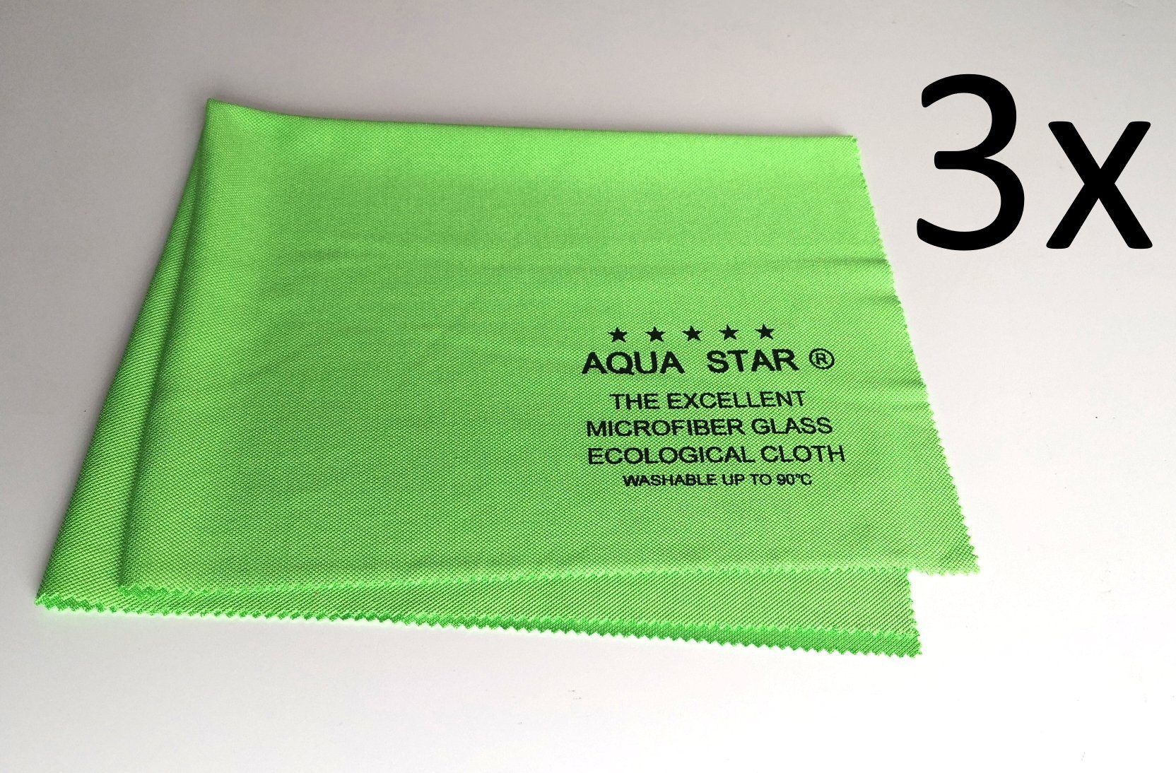 grün mit mit - 3 (Spar-Set, Reinigungstuch Star® Kapillarsystem. Aqua (identisch Stück), besonderem Glanz - Microfasertuch Streifenfreier Staubwischer Glasswonder)