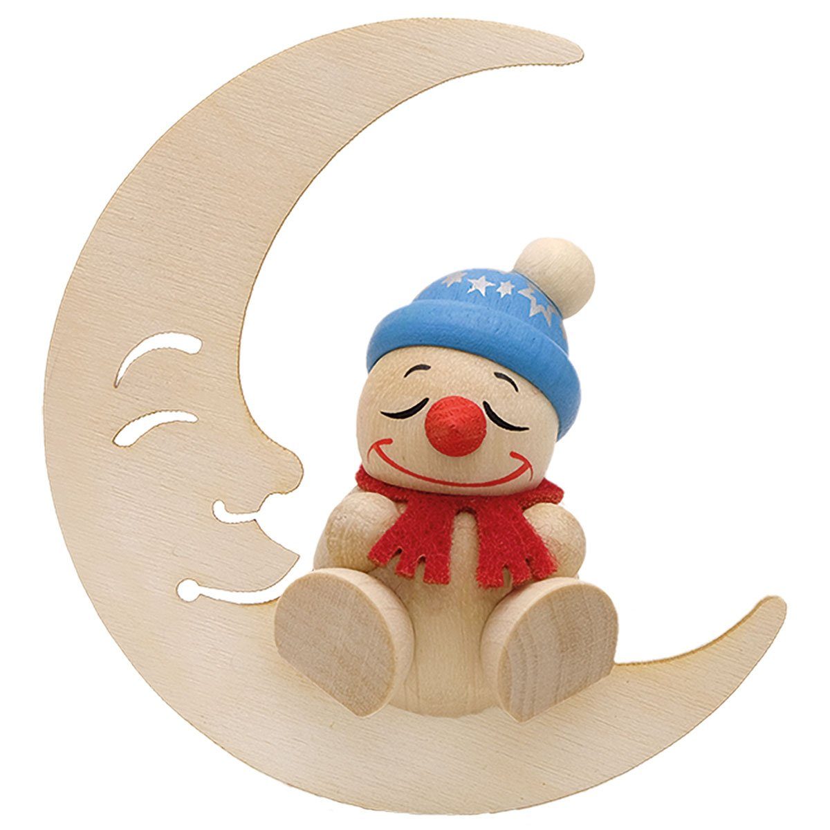 Pfiffiges aus dem Erzgebirge Weihnachtsfigur Cool Man schlaf im Mond, Echt Erzgebirge - Holzkunst mit Herz