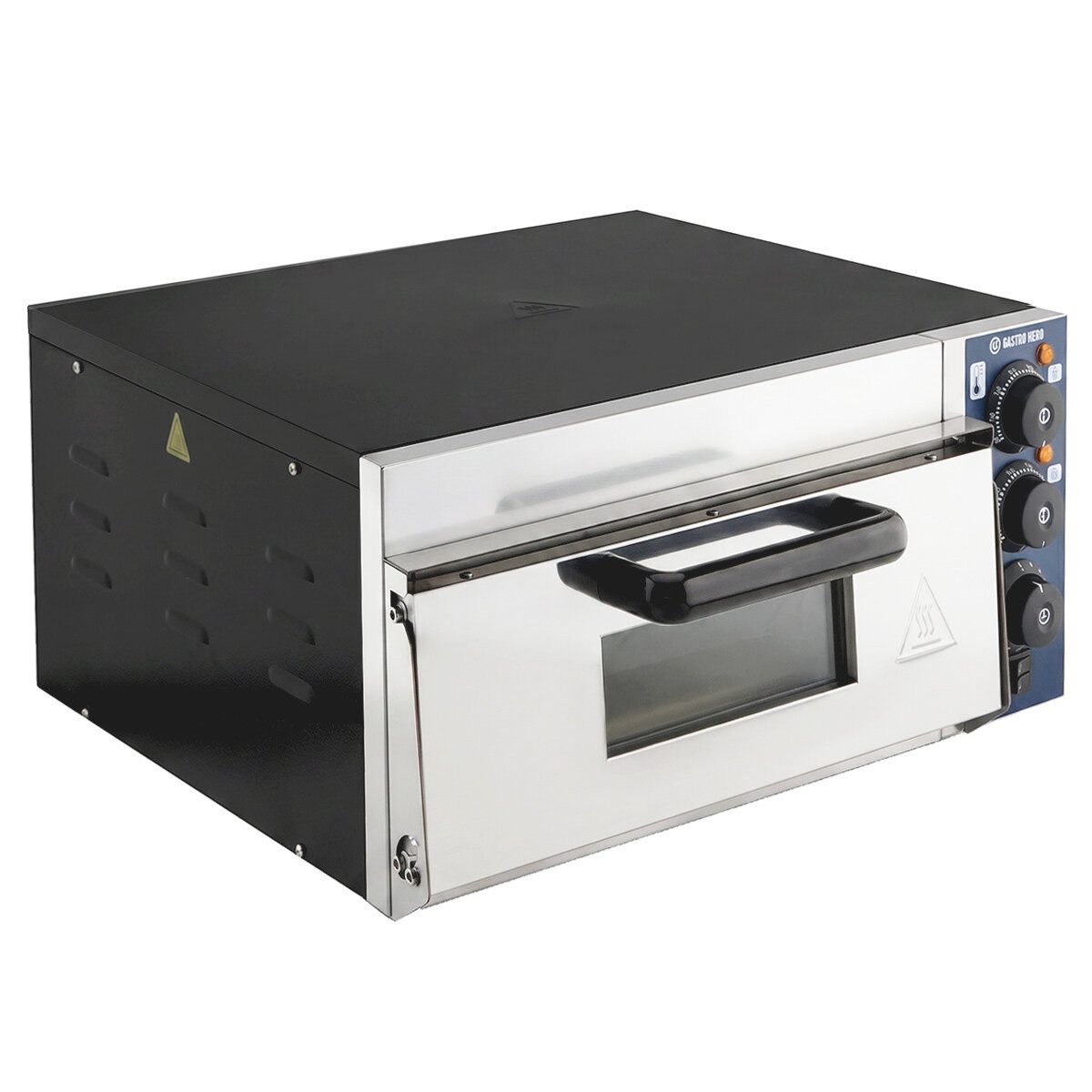 GastroHero Pizzaofen Pizzaofen Basic 35 2 kW 35 cm Edelstahl Pizzaofen, Sichtfenster mit Innenbeleuchtung, Timerfunktion